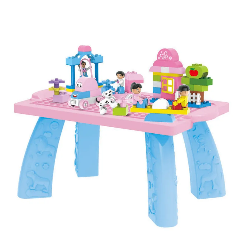 100 шт Большой размер для девочек розовый парк развлечений мечты с настольным столом строительные блоки для детей DIY Кирпичи игрушки Compatable Duploe