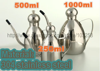 

Kitchen Thickening 304 Stainless Steel Oil Can Drum Dustproof Anti-leaking Oiler Soy Sauce Oil Bottle Vinegar Bottle 250ml/500ml
