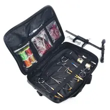 1 Набор для ловли нахлыстом, набор инструментов для завязывания в коже, имитированный мешок, включая тиски, держатель катушки, хлыст, отделочник, инструмент для наполовину сцепки