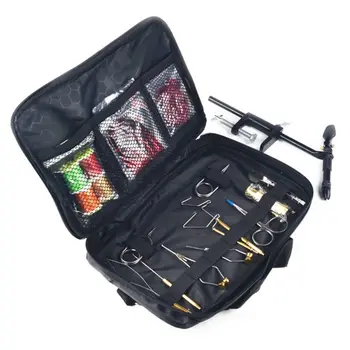 

1 Set Fly Fishing Tying Tools Kit In Skin Imitated Bag Including Vise Bobbin Holder Whip Finisher Half Hitch Tool