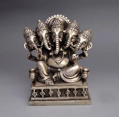 

Details about Chinese old Handwork Silver Copper 5 nose elephant Buddha heads statue