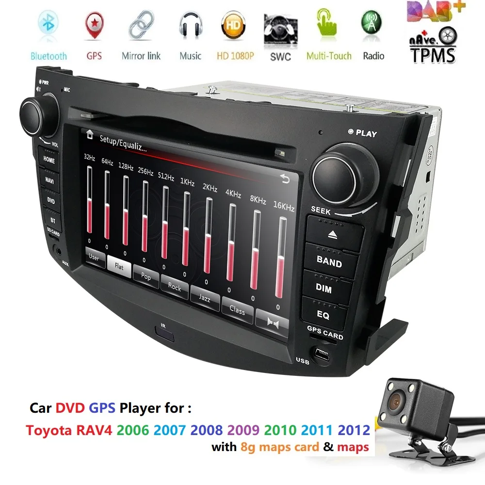 Flash Deal Hizpo Car Dvd Player For Toyota RAV4 Rav 4 2007 2008 2009 2010 2011 2 din 800*480 gps navigation subwoofer free rear view camera 4