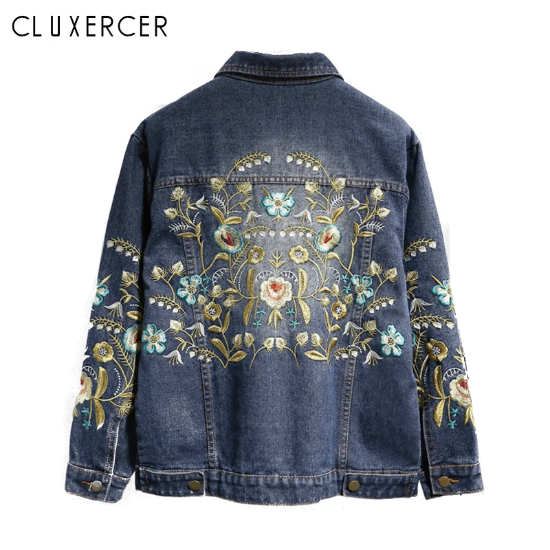 Plus Size 4XL Spring Autumn Women Denim Jacket 2019 New Embroidery Long ...