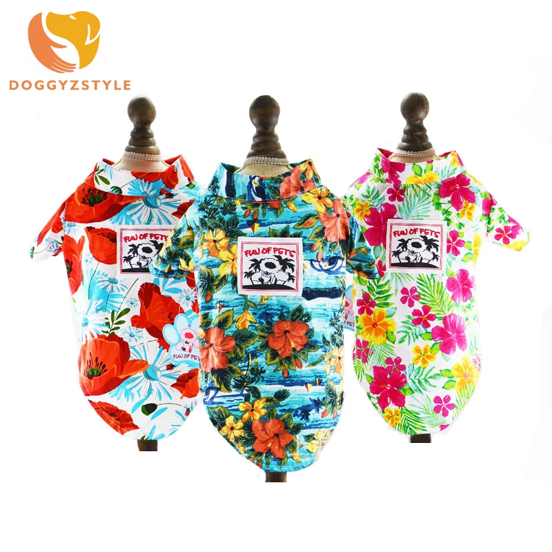 Dog Shirts Cotton Summer Beach Vest Short Sleeve Pet Clothes Hawaiian