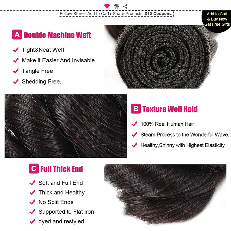 Ishow Brazilian Loose Wave Bundles 100% Human Hair Bundles 1 PC 8-28inch Non Remy Hair Weave Extension Can Buy 3 Or 4 Bundles 