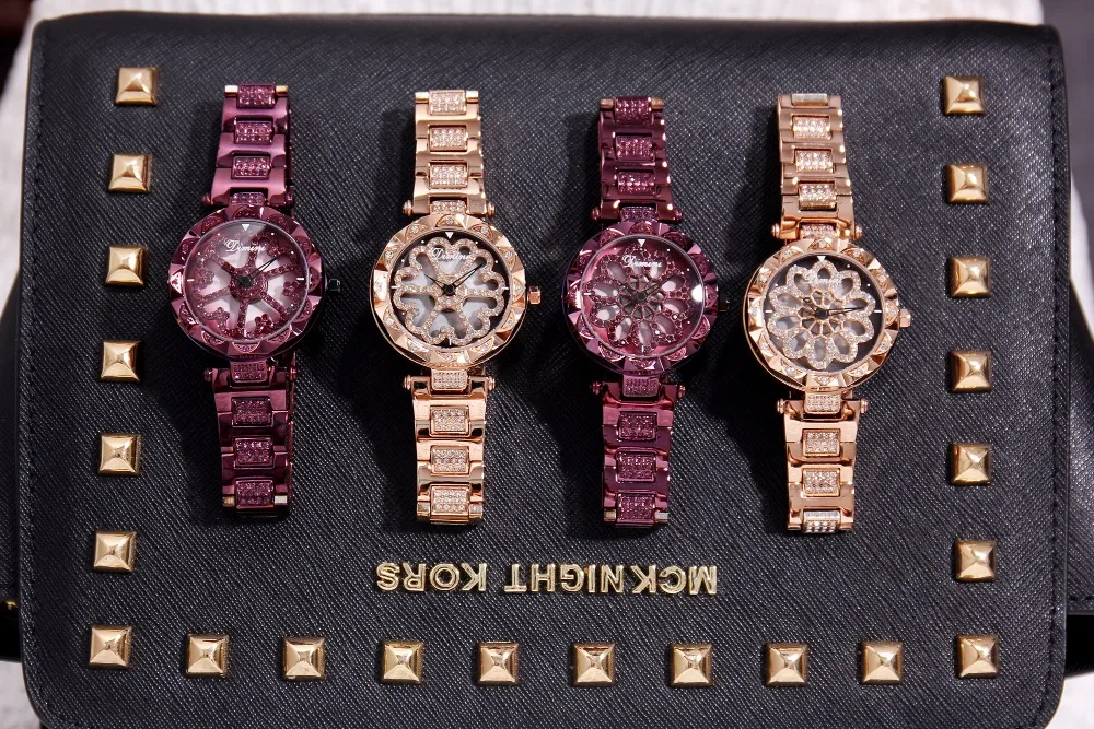 Новые модные мужские и женские часы, наручные часы из нержавеющей стали, женские блестящие вращающиеся нарядные часы с большим бриллиантовым камнем, наручные часы