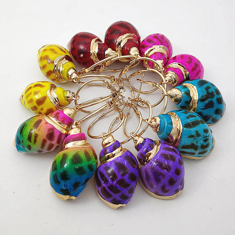 

2019 Natural Conch Pendant Earrings Gold Shell Earrings Ladies Beach Party Pendant Earrings Summer Girls Jewelry Women Earrings
