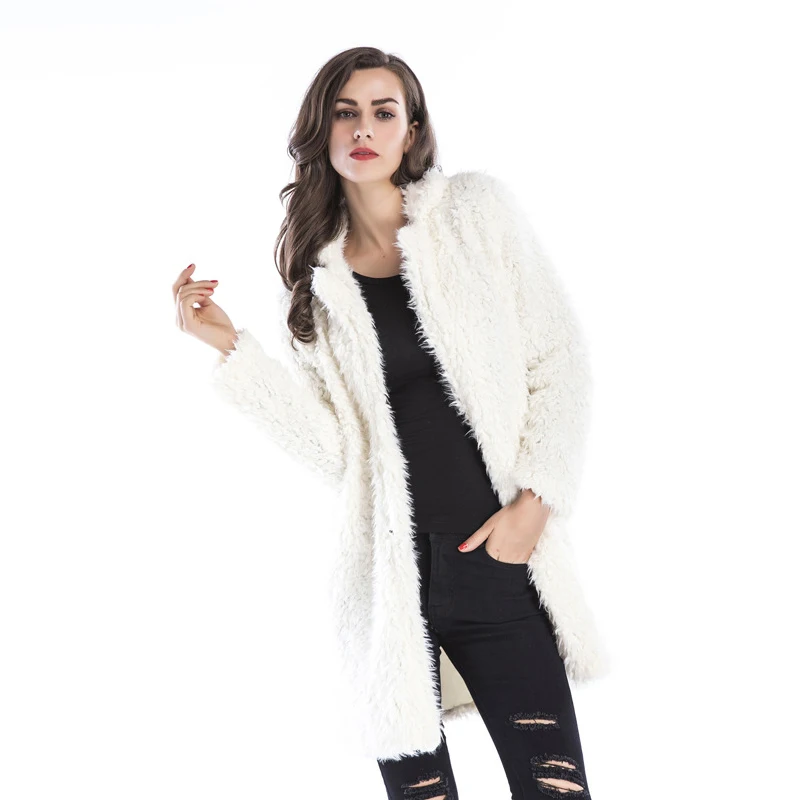 

2018 Woman Coat Woolen Cardigan Female Warm Loose Coat Winter Spring Turn-down Collar Long Coat Solid Wool Outwear Cardigan