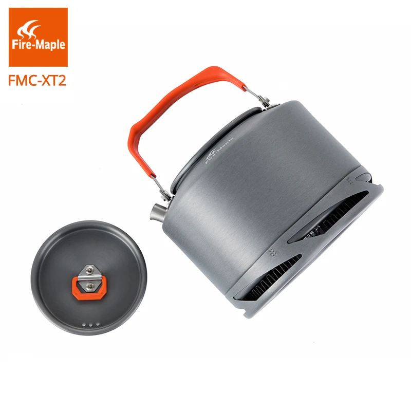 Fuego de arce senderismo hervidor de agua al aire libre Camping de utensilios de cocina de intercambio de calor de baño Pinic tetera café té 1.5L con filtro de té FMC-XT2