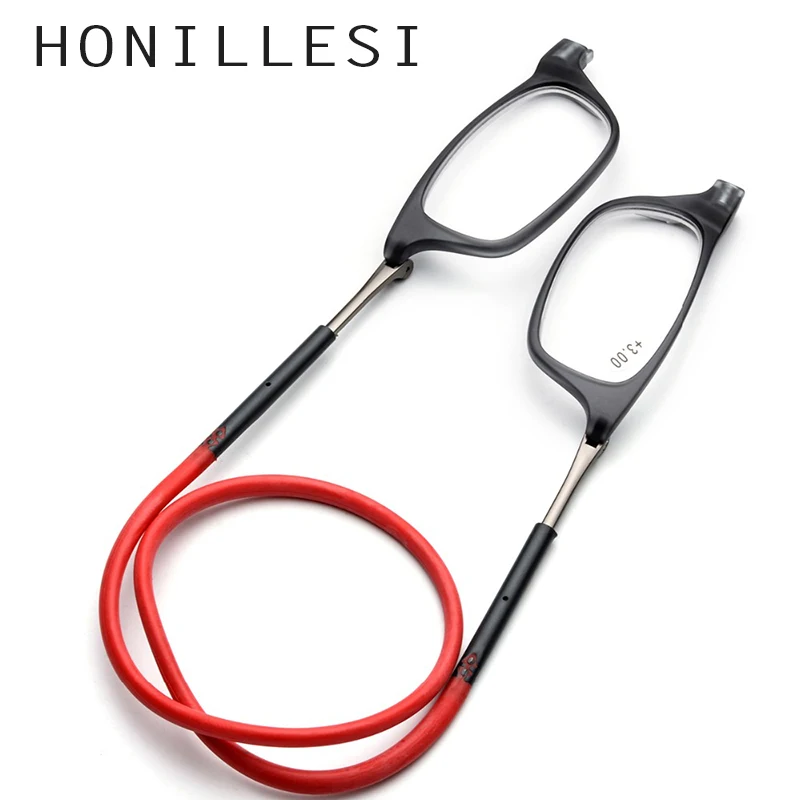 

HONILLESI Upgraded Magnet Reading Glasses Men Women Adjustable Hanging Neck Magnetic Front Presbyopic +1.00 +1.50 +2.00 +3.00