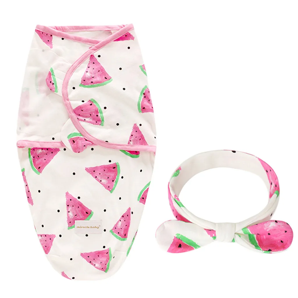 

ARLONEET Baby soft and comfortable to be sleeping bag Baby Swaddle Blanket Sleeping Swaddle Muslin Wrap Headband Set W1204