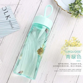 

Korean Creative Portable Plastic Cup Student Cute Girl Heart Small Fresh Water Bottle Sport Hand Cup Leakproof Cup Bottles 5