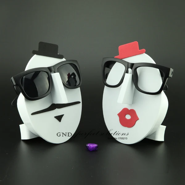 2PCS 3D Face Model Eyeglasses Display Rack Store Window Decoration