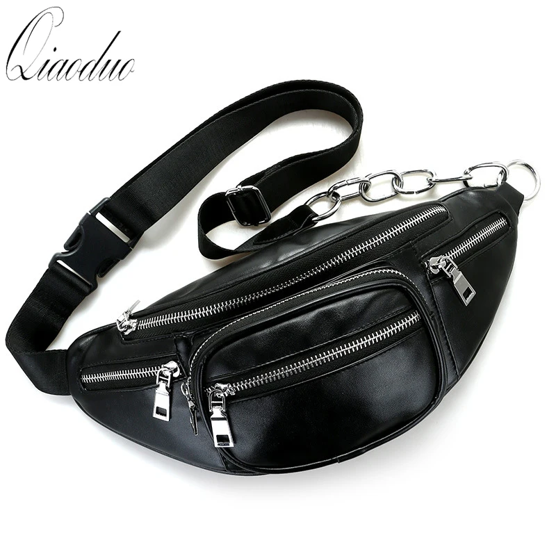 

Qiaodu Sports Outdoor Waist Bag Women Men Unisex Leather Bags Fashion High-capacity Casual Fanny pack Bag Chain Chest Bag CE3118
