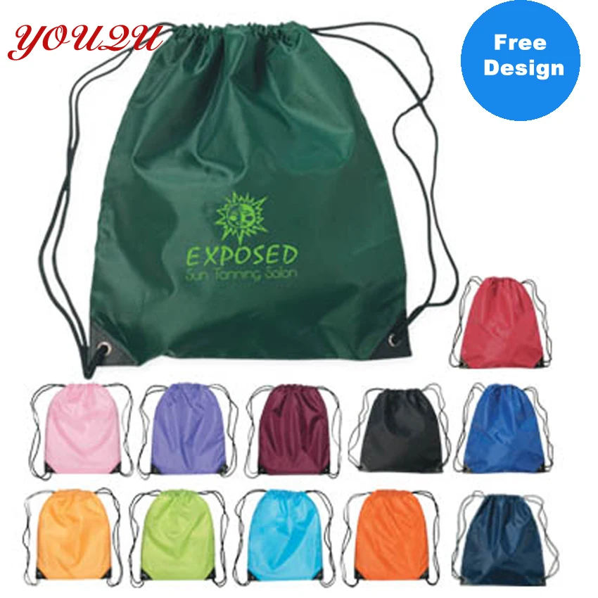 

High quality polyester drawstring bags with customer logo 100pcs/lot free shipping