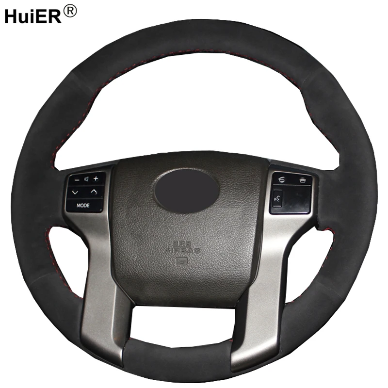 Hand Sewing Car Steering Wheel Cover Suede Leather For Toyota Land