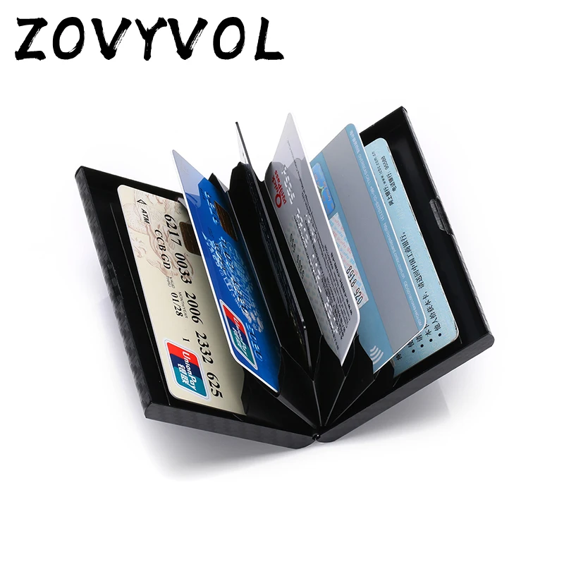 ZOVYVOL с защитой от RFID, для карт держатель кошелек для мужчин и женщин тонкий один ящик умный Алюминиевый металлический кошелек черный тонкий мини-кошелек