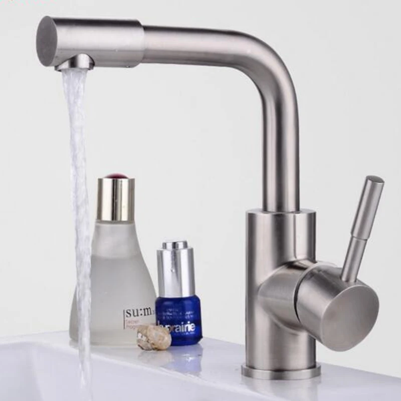 

Stainless steel Kitchen faucet Mixer Cold and Hot water single hole single holder dual control foam device bath Basin faucet