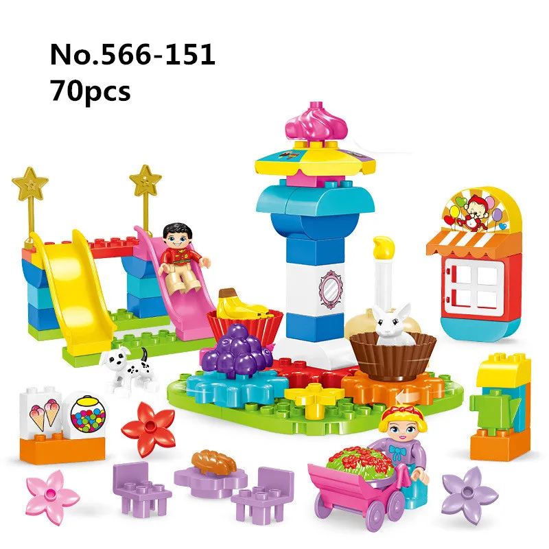 

Compatible with Legoingly Duploe Family Fair Assembled Slide Road Gear To Insert Building Blocks Bricks Toys for Children Gifts