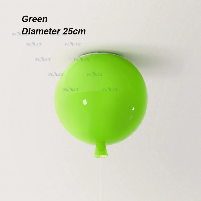 Многоцветный воздушный шар, потолочный светильник для спальни, детской комнаты, детского сада, отеля, торгового центра, для детской комнаты, цветной современный стеклянный светильник - Цвет корпуса: Green Diameter 25cm