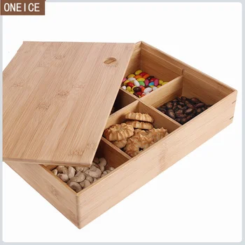 

Creative dried fruit storage box Home living room pure bamboo with lid candy storage box Multi-function storage decoration box