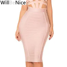 WillBeNice, новинка, сексуальная облегающая юбка-карандаш, в полоску, до колена, бандажные юбки, одежда для работы, летняя