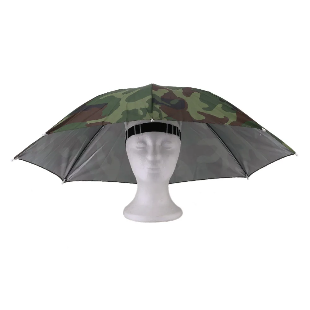Outdoor Sports 69cm Umbrella Hat Cap Folding Women Men Umbrella Fishing Hiking Golf Beach Headwear Handsfree Umbrella