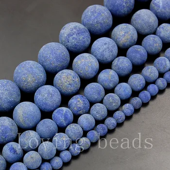 

5Strands/Lot Matte Frosted Natural Lapis Lazuli Gems Stones Round Spacer Beads 15.5" Diy 4mm 6mm 8mm 10mm 12mm