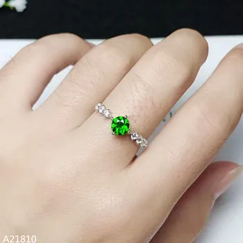 

KJJEAXCMY fine jewelry 925 pure silver inlaid natural diopside fire color, female tassel small ring can be detected.