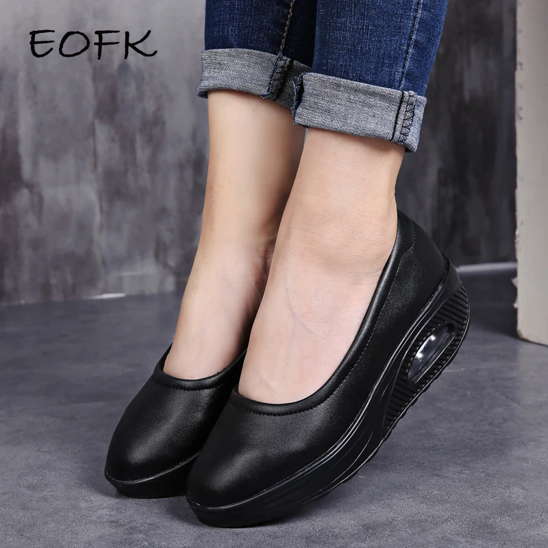 EOFK Women Leather Flat Platform Shoes Woman Swing Shoes Women's Loafers Slip On Shallow Ladies Casual Flats mocasines mujer EOFK Women Leather Flat Platform Shoes Woman Swing Shoes Women's Loafers Slip On Shallow Ladies Casual Flats mocasines mujer