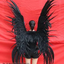 Изготовленный на заказ высококачественный черный Дьявол Крылья модели шоу/сцены реквизит Редкие перо чисто ручной работы EMS