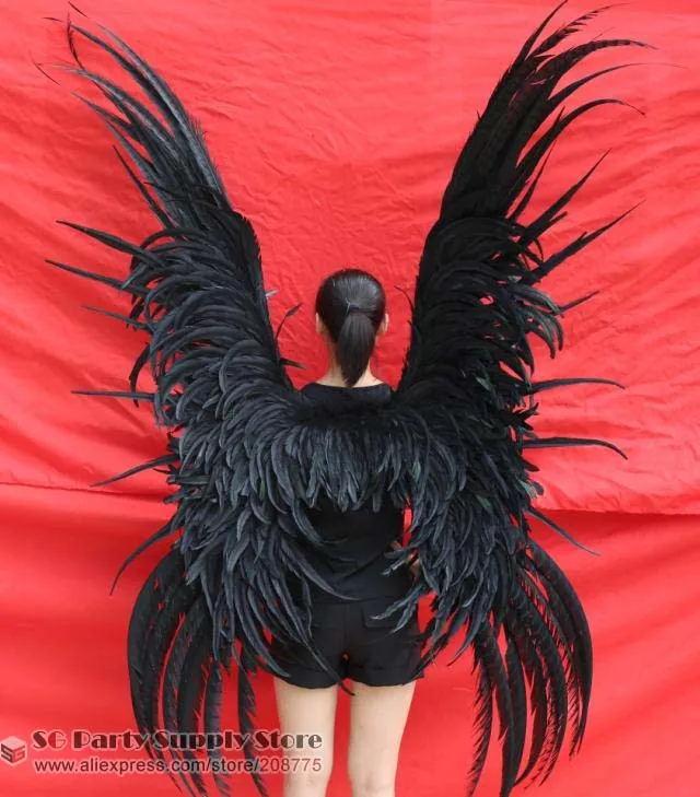 

Custom High quality black Devil Feather Wings models show/stage performance props Rare feather Pure handmade EMS Free shipping