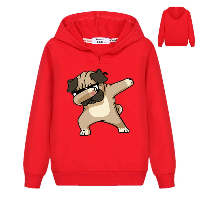 Dabbing Animals Sweatshirt Emoji Dog Printed Kids Tops For Boys Girls Pullover Enjoy Pugs Hoodies Hip Hop Basic Coat 2019 Spring