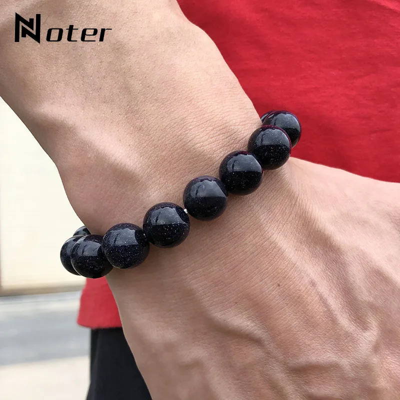 

Noter Minimalist Blue Sand Stone Bracelet Men Women 4mm 8mm 6mm 10mm 12mm Beads Charm Braclet Handmade DIY Jewelry Accessories