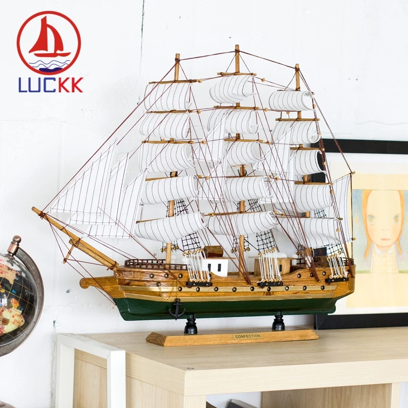 LUCKK 60 см ручной работы Ретро деревянная модель корабль домашний интерьер украшение гостиной дерево ремесло Морской украшения аксессуары