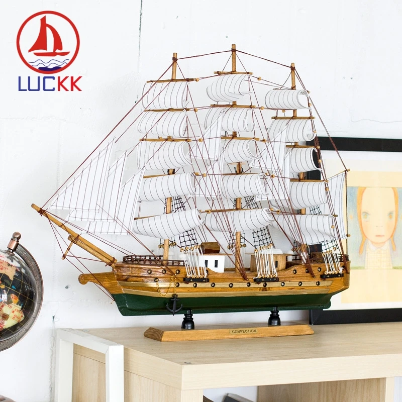 LUCKK 60 см ручной работы Ретро деревянная модель корабль украшение интерьера дома