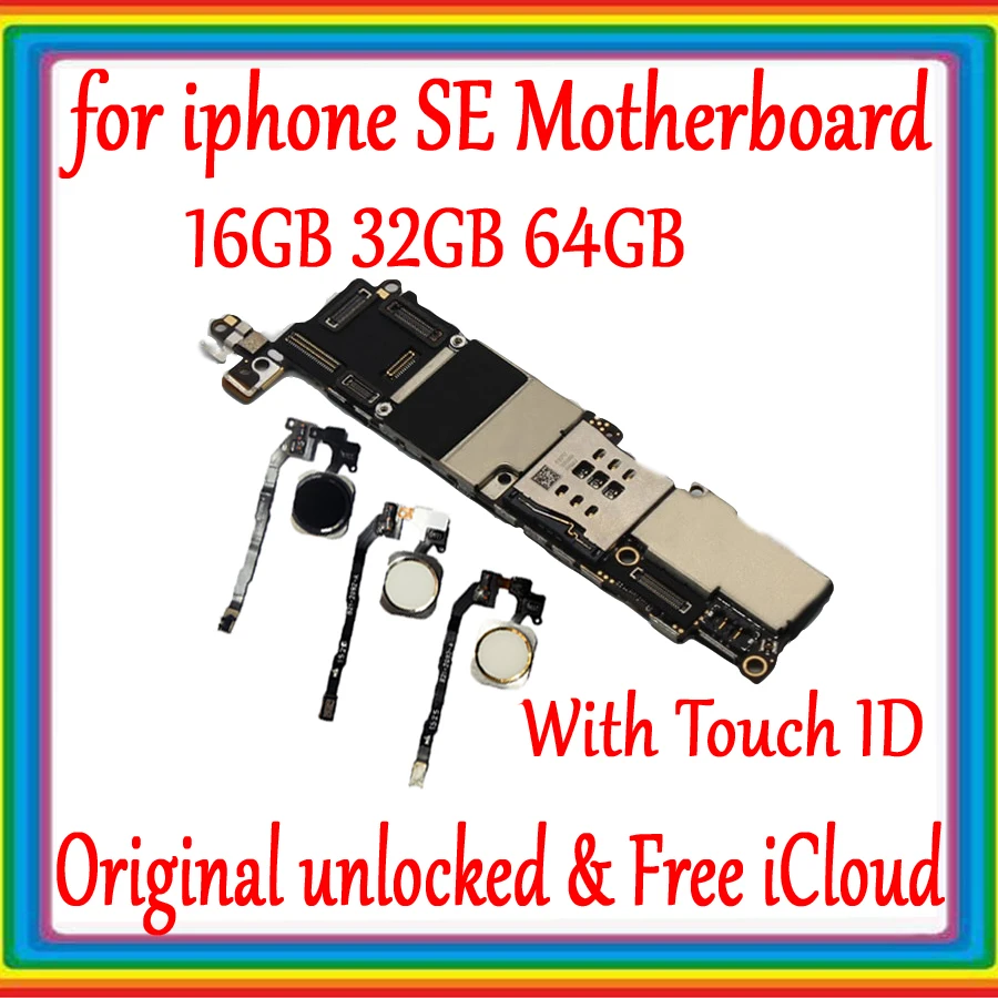 

Factory unlocked for iphone SE Motherboard with Touch ID/without Fingerprint,Original for iphone SE Logic board Without Touch ID