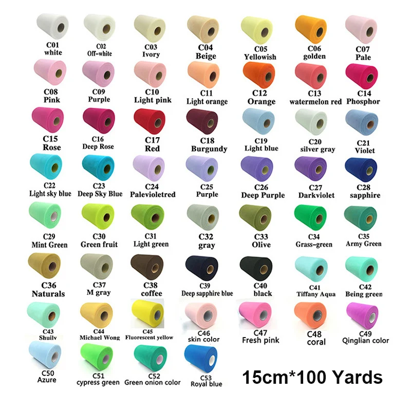 

Tulle Roll 5cm 15cm 100Yards 25y Roll Fabric Spool Tutu Party Birthday Gift Wrap Wedding Decoration Party Favors Event Supplies