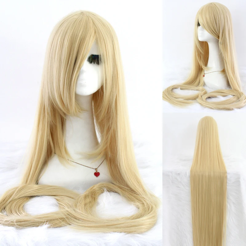 60inch 150cm Long Straight Beige Blonde Synthetic Hair Tangled Rapunzel Perucas Cosplay Wig
