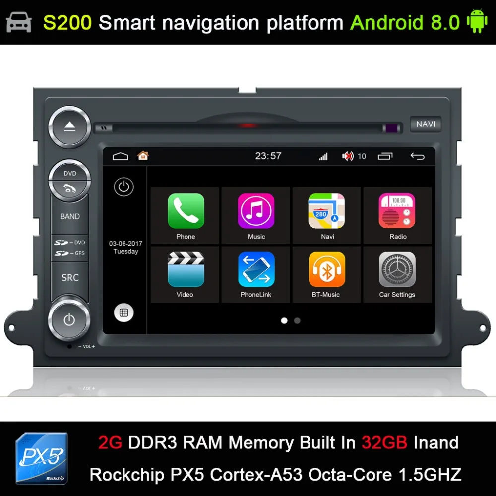 

Android 8.0 system PX5 Octa 8-Core CPU 2G Ram 32GB Rom Car DVD Radio GPS Navigation for FORD EXPLORER 2006-2010/EDGE 2006-2010