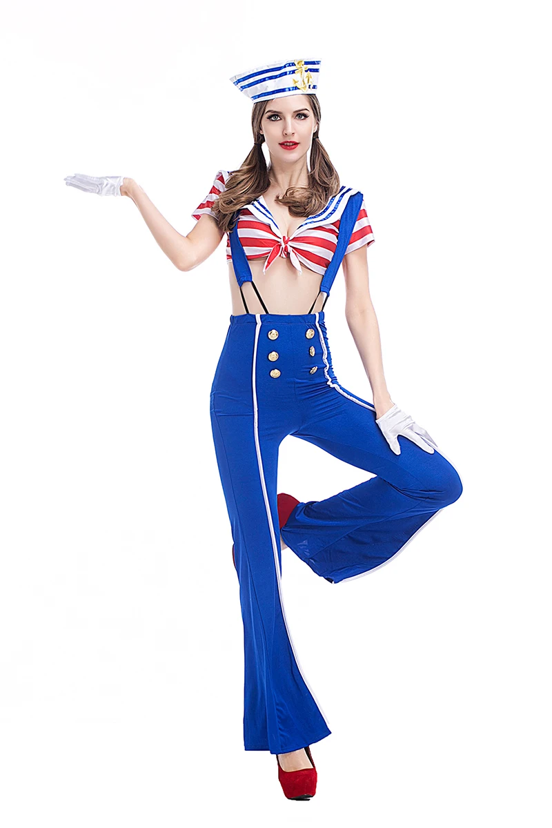 Костюм для взрослых и женщин на Хэллоуин костюм моряка темно синего цвета брюки