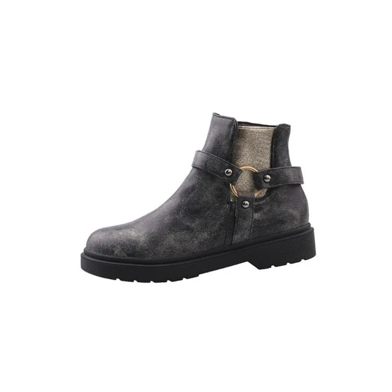2019 Autumn Winter New Women's Boots Casual Flat Platform Ankle Boots Big Size Chelsea Boots Shoes For Woman Side Zip Lady Shoes (11)