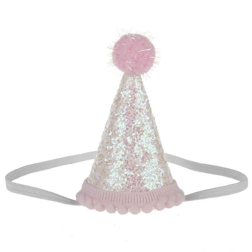 Детская повязка на голову для дня рождения для девочек, детские вечерние шапки с геометрическим узором, шапки для детей 1, 2, 3 лет, аксессуары для волос для принцессы - Цвет: ZX110-0