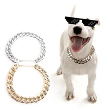 Pet Dog Cat Chain Collar Golden Silvery Necklace Powerful Plastic Necklace Small Medium Large Dog Chihuahua French Bulldog W1