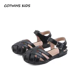 CCTWINS детская обувь лето 2019 г. Babys из искусственной кожи обувь для девочек мода принцесса плоские Дети Черный полые сандалии PS402
