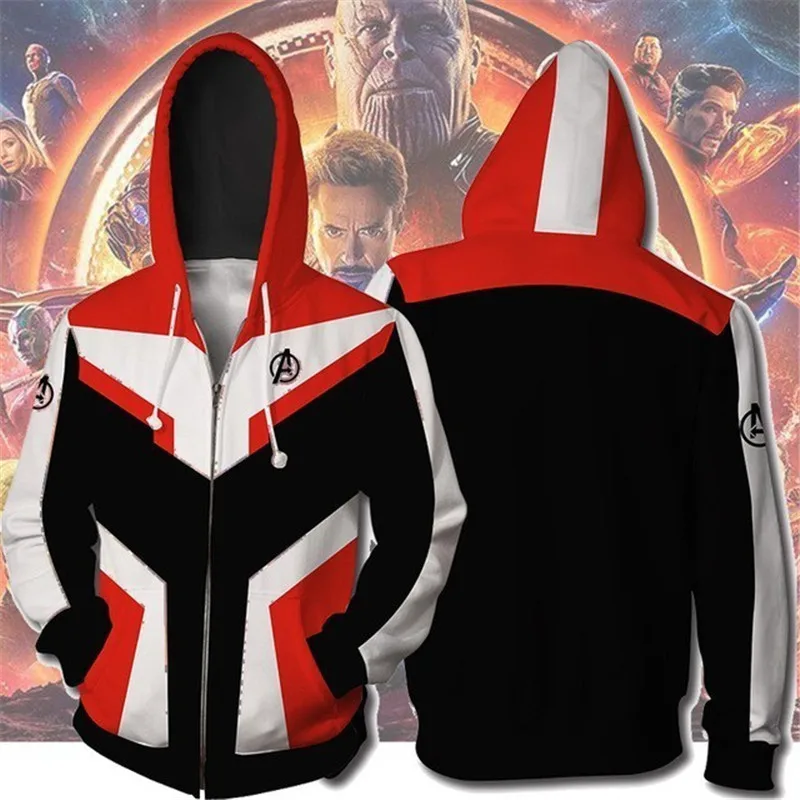 Hoodie Cosplay Avengers Endgame Quantum Realm Sweatshirt Jacket Advanced Tech Costumes Avengers End Game Hood Superhero HoodiesH