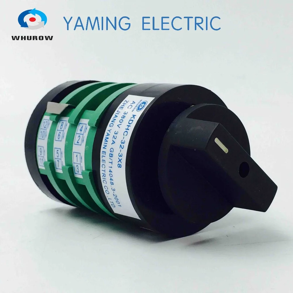 

8 position rotary switch KDHC-32/3X8 welding machine switch AC50Hz 32A 3 poles green universal changeover rotary cam switch