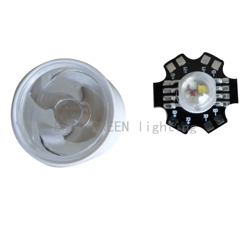 

20X High quality 4W RGBW LED light source with 20mm aluminum PCB + 21mm 15degree LED lens with holder free shipping