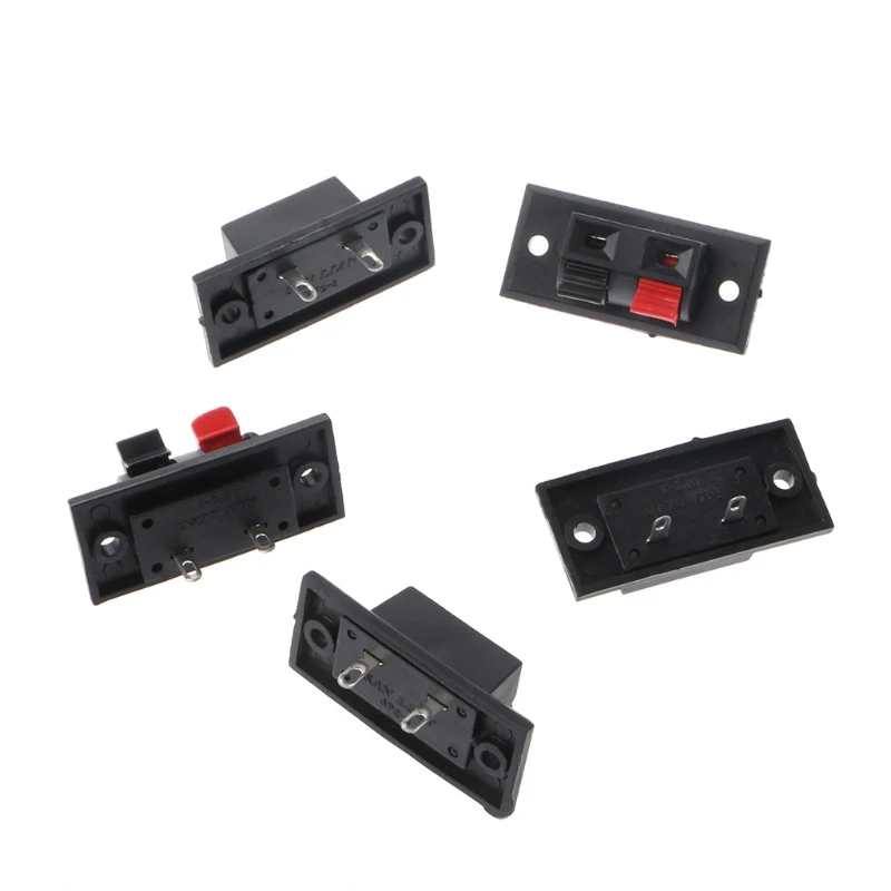 

5Pcs 2 Positions Connector Terminal Push in Jack Spring Load Audio Speaker Terminals Panel Connector R06 Drop Ship