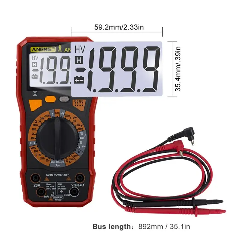 

AN819C Digital Multimeter LCD Display AC/DC Ammeter Resistance Capacitance Tester